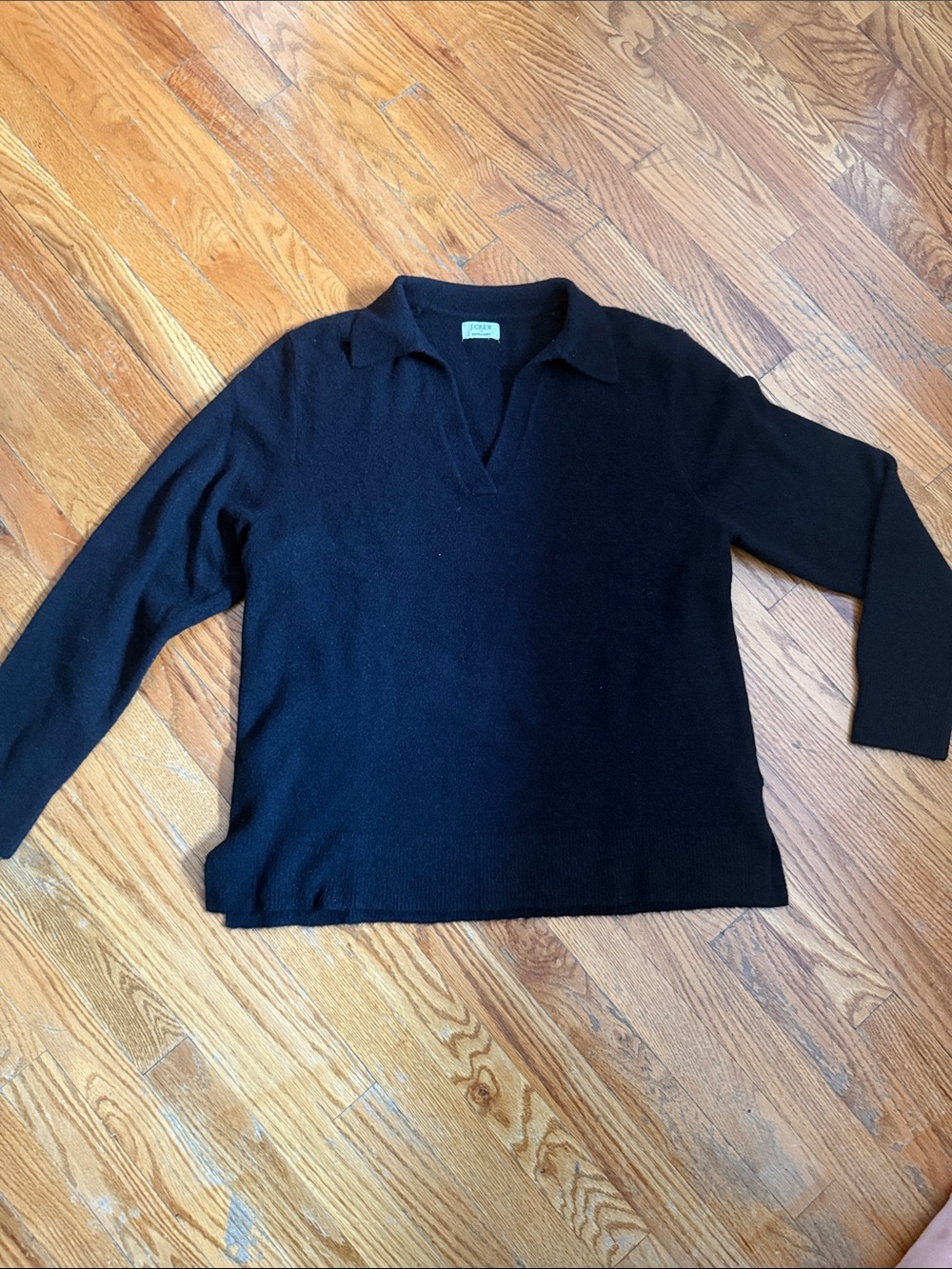 J. Crew Black V-Neck Polo Collar Sweater